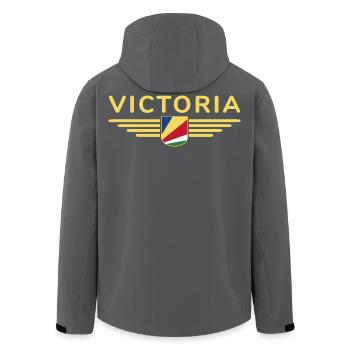 Victoria Seychellen Fans: Stylische Shirts - Recycelte Männer Softshell-Jacke von Stanley/Stella - Anthrazit - Hinten - AI Model Male 185 light (185cm)