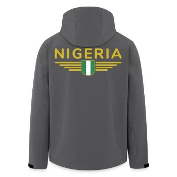 Nigeria Design – Zeige deine Landesliebe - Recycelte Männer Softshell-Jacke von Stanley/Stella - Anthrazit - Hinten - AI Model Male 185 light (185cm)