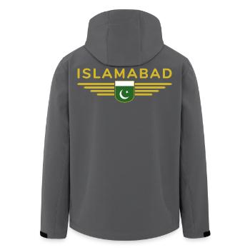 Islamabad Design – Hauptstadt-Stil - Recycelte Männer Softshell-Jacke von Stanley/Stella - Anthrazit - Hinten - AI Model Male 185 light (185cm)
