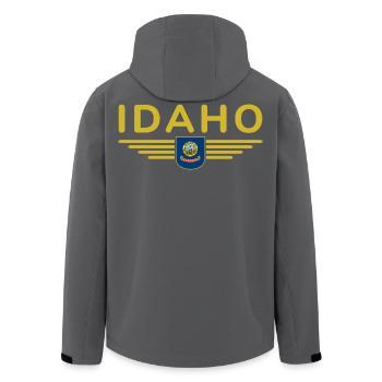 Idaho Fan T-Shirt – Natur & Abenteuer - Recycelte Männer Softshell-Jacke von Stanley/Stella - Anthrazit - Hinten - AI Model Male 185 light (185cm)