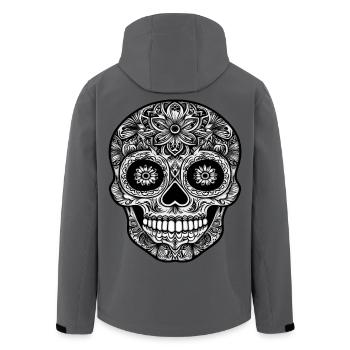Komplizierte schwarz-weiße Zuckerschädelkunst - Recycelte Männer Softshell-Jacke von Stanley/Stella - Anthrazit - Hinten - AI Model Male 185 light (185cm)