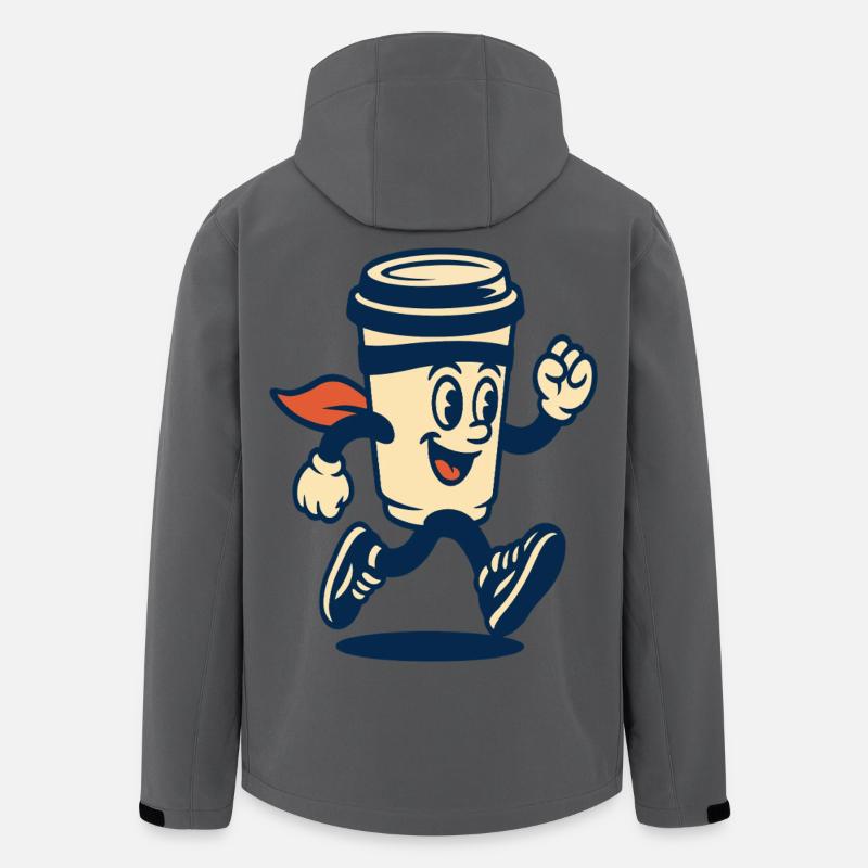 Laufendes Kaffeetassen-Maskottchen - Recycelte Männer Softshell-Jacke von Stanley/Stella - Anthrazit
