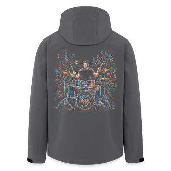 Männlicher Schlagzeuger spielt Trommel Print - Recycelte Männer Softshell-Jacke von Stanley/Stella - Anthrazit - Hinten - AI Model Male 185 light (185cm)