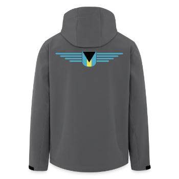 Bahamas Fans: Tropisches Design - Recycelte Männer Softshell-Jacke von Stanley/Stella - Anthrazit - Hinten - AI Model Male 185 light (185cm)