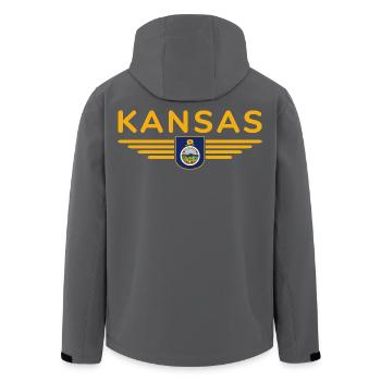 Kansas Fan T-Shirt – Dein Bundesstaat! - Recycelte Männer Softshell-Jacke von Stanley/Stella - Anthrazit - Hinten - AI Model Male 185 light (185cm)