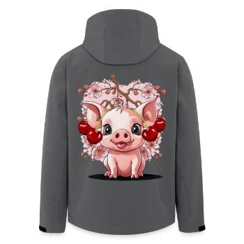 Schwein Kirschen Kirsche Ferkel Kirschblüte - Recycelte Männer Softshell-Jacke von Stanley/Stella - Anthrazit - Hinten - AI Model Male 185 light (185cm)