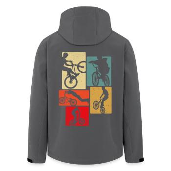 Fahrrad Retro - Recycelte Männer Softshell-Jacke von Stanley/Stella - Anthrazit - Hinten - AI Model Male 185 light (185cm)