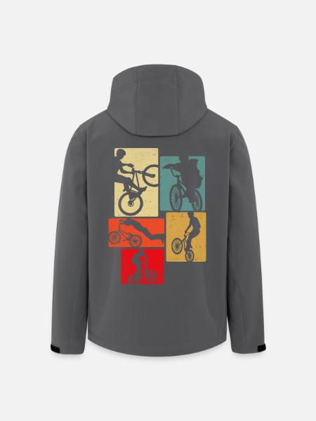 Fahrrad Retro - Recycelte Männer Softshell-Jacke von Stanley/Stella - Anthrazit