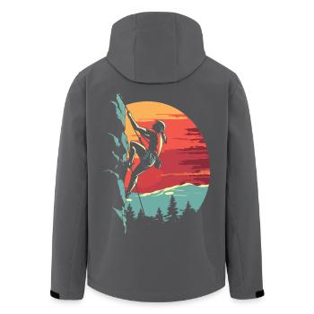 Klettern in den Alpen: Fels bei Sonnenuntergang - Recycelte Männer Softshell-Jacke von Stanley/Stella - Anthrazit - Hinten - AI Model Male 185 light (185cm)