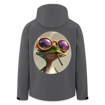 Cartoon‑Frosch kifft: Psychedelischer Quak - Recycelte Männer Softshell-Jacke von Stanley/Stella - Anthrazit - Hinten - AI Model Male 185 light (185cm)