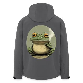 Kiffender Frosch lacht: Weed und Quak - Recycelte Männer Softshell-Jacke von Stanley/Stella - Anthrazit - Hinten - AI Model Male 185 light (185cm)