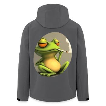 Trippy Frosch meditiert: Kiffer im Quak‑Modus - Recycelte Männer Softshell-Jacke von Stanley/Stella - Anthrazit - Hinten - AI Model Male 185 light (185cm)