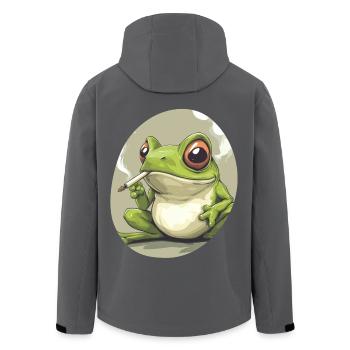 Froschkönig kifft heftig: Cannabis und Quak - Recycelte Männer Softshell-Jacke von Stanley/Stella - Anthrazit - Hinten - AI Model Male 185 light (185cm)