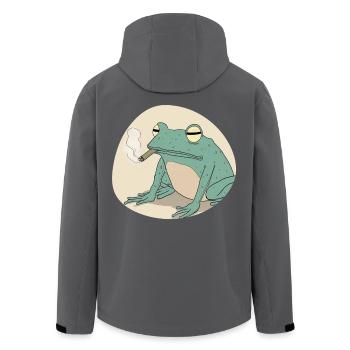 Lustiger Frosch kifft: Cannabis und Quak pur - Recycelte Männer Softshell-Jacke von Stanley/Stella - Anthrazit - Hinten - AI Model Male 185 light (185cm)