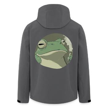 Kiffer‑Frosch raucht: Lustiger Cannabis‑Quak - Recycelte Männer Softshell-Jacke von Stanley/Stella - Anthrazit - Hinten - AI Model Male 185 light (185cm)
