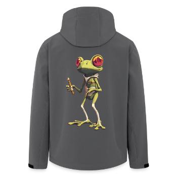 Frosch mit Joint und roten Augen - Weed Frosch - Recycelte Männer Softshell-Jacke von Stanley/Stella - Anthrazit - Hinten - AI Model Male 185 light (185cm)