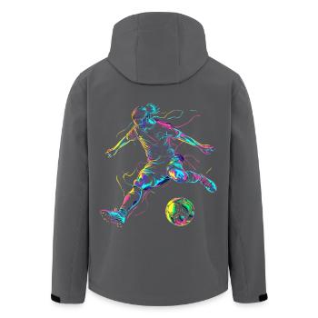 Farbexplosion Fußballer - Dynamisches Design - Recycelte Männer Softshell-Jacke von Stanley/Stella - Anthrazit - Hinten - AI Model Male 185 light (185cm)