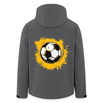 Gelber Farbklecks-Fußball Farbexplosion Sport - Recycelte Männer Softshell-Jacke von Stanley/Stella - Anthrazit - Hinten - AI Model Male 185 light (185cm)