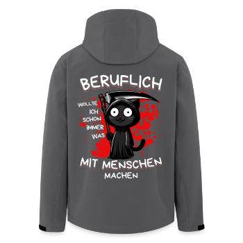 Beruflich wollte ich was mit Menschen machen Katze - Recycelte Männer Softshell-Jacke von Stanley/Stella - Anthrazit - Hinten - AI Model Male 185 light (185cm)