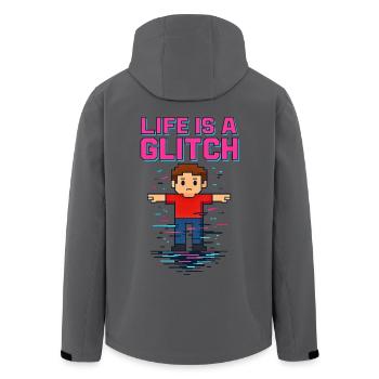 Life Is a Glitch – Das Leben ist ein Glitch - Recycelte Männer Softshell-Jacke von Stanley/Stella - Anthrazit - Hinten - AI Model Male 185 light (185cm)