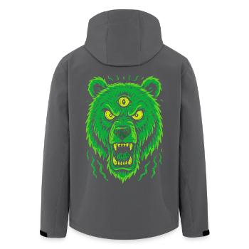 Wilder Bär mit drittem Auge Neonstil - Recycelte Männer Softshell-Jacke von Stanley/Stella - Anthrazit - Hinten - AI Model Male 185 light (185cm)