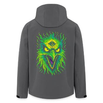 Psycho-Vogel mit drittem Auge Neon Adler - Recycelte Männer Softshell-Jacke von Stanley/Stella - Anthrazit - Hinten - AI Model Male 185 light (185cm)