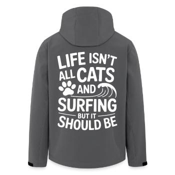 Surfing Spruch Katzen Lustiges Surfing Geschenk - Recycelte Männer Softshell-Jacke von Stanley/Stella - Anthrazit - Hinten - AI Model Male 185 light (185cm)