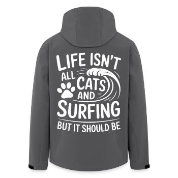 Surfing Spruch Katzen Lustiges Surfing Geschenk - Recycelte Männer Softshell-Jacke von Stanley/Stella - Anthrazit - Hinten - AI Model Male 185 light (185cm)