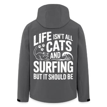 Surfing Spruch Katzen Lustiges Surfing Geschenk - Recycelte Männer Softshell-Jacke von Stanley/Stella - Anthrazit - Hinten - AI Model Male 185 light (185cm)