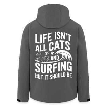 Surfing Spruch Katzen Lustiges Surfing Geschenk - Recycelte Männer Softshell-Jacke von Stanley/Stella - Anthrazit - Hinten - AI Model Male 185 light (185cm)