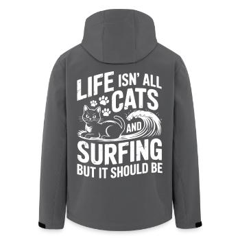 Surfing Spruch Katzen Lustiges Surfing Geschenk - Recycelte Männer Softshell-Jacke von Stanley/Stella - Anthrazit - Hinten - AI Model Male 185 light (185cm)