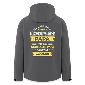 LOKOMOTIVFÜHRER PAPA: COOL, HELD, ZUG, SCHIENEN - Recycelte Männer Softshell-Jacke von Stanley/Stella - Anthrazit - Hinten - AI Model Male 185 light (185cm)