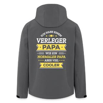 VERLEGER PAPA: COOL, VATERTAG, WEIHNACHTEN - Recycelte Männer Softshell-Jacke von Stanley/Stella - Anthrazit - Hinten - AI Model Male 185 light (185cm)