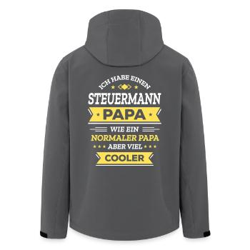 STEUERMANN PAPA - COOLER ALS NORMAL, HELD, NAVI - Recycelte Männer Softshell-Jacke von Stanley/Stella - Anthrazit - Hinten - AI Model Male 185 light (185cm)