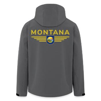 Montana Fan T-Shirt – Perfekt für Fans! - Recycelte Männer Softshell-Jacke von Stanley/Stella - Anthrazit - Hinten - AI Model Male 185 light (185cm)