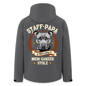 American Staffordshire Terrier-Herrchen Sprüche - Recycelte Männer Softshell-Jacke von Stanley/Stella - Anthrazit - Hinten - AI Model Male 185 light (185cm)