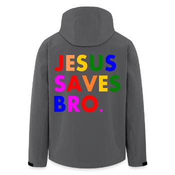 Jesus saves bro - Recycelte Männer Softshell-Jacke von Stanley/Stella - Anthrazit - Hinten - AI Model Male 185 light (185cm)