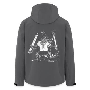 Kreativ-Krokodil mit Stift und Pinsel - Recycelte Männer Softshell-Jacke von Stanley/Stella - Anthrazit - Hinten - AI Model Male 185 light (185cm)