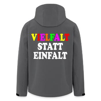 vielfalt statt einfalt - Recycelte Männer Softshell-Jacke von Stanley/Stella - Anthrazit - Hinten - AI Model Male 185 light (185cm)