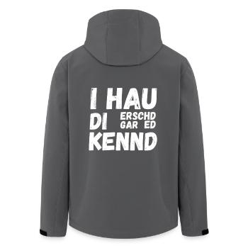 I hau di erschd gar ed kennd Schwäbischer Spruch - Recycelte Männer Softshell-Jacke von Stanley/Stella - Anthrazit - Hinten - AI Model Male 185 light (185cm)
