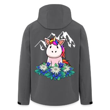 Einhorn Enzian Edelweiß Alpen Schweiz Österreich - Recycelte Männer Softshell-Jacke von Stanley/Stella - Anthrazit - Hinten - AI Model Male 185 light (185cm)