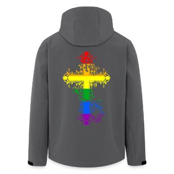 Kreuz Christentum Religion Regenbogen LGBT - Recycelte Männer Softshell-Jacke von Stanley/Stella - Anthrazit - Hinten - AI Model Male 185 light (185cm)