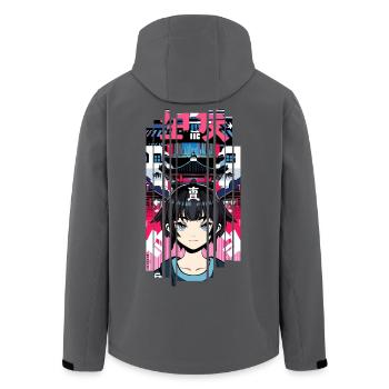 Mädchen Cyborg Japan rote Kanji - Recycelte Männer Softshell-Jacke von Stanley/Stella - Anthrazit - Hinten - AI Model Male 185 light (185cm)