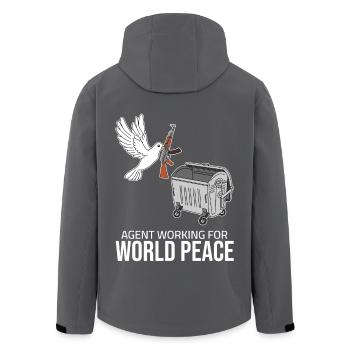 Weltfrieden - Agent working for World Peace - Recycelte Männer Softshell-Jacke von Stanley/Stella - Anthrazit - Hinten - AI Model Male 185 light (185cm)