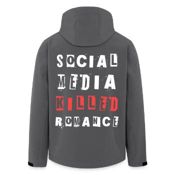 Social Media Killed Romance Soziales Statement - Recycelte Männer Softshell-Jacke von Stanley/Stella - Anthrazit - Hinten - AI Model Male 185 light (185cm)