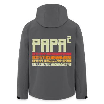 Papa Vater von 2 zwei Zweiten Kindern Zwillinge - Recycelte Männer Softshell-Jacke von Stanley/Stella - Anthrazit - Hinten - AI Model Male 185 light (185cm)