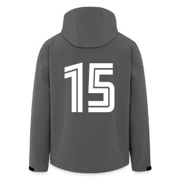Trikotnummer 15 – Geschenk zum 15-jährigen Jubiläum - Recycelte Männer Softshell-Jacke von Stanley/Stella - Anthrazit - Hinten - AI Model Male 185 light (185cm)
