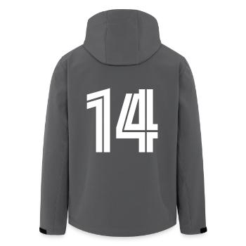 Trikotnummer 14 – Geschenk zum 14-jährigen Jubiläum - Recycelte Männer Softshell-Jacke von Stanley/Stella - Anthrazit - Hinten - AI Model Male 185 light (185cm)