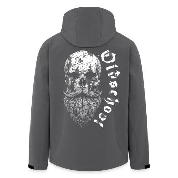 Bärtiger Oldschool Skull - Recycelte Männer Softshell-Jacke von Stanley/Stella - Anthrazit - Hinten - AI Model Male 185 light (185cm)