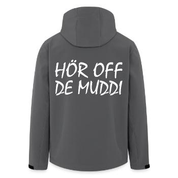 Hör auf die mutti - Recycelte Männer Softshell-Jacke von Stanley/Stella - Anthrazit - Hinten - AI Model Male 185 light (185cm)